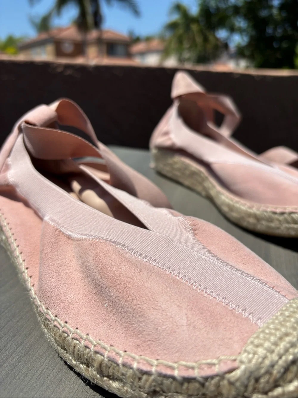 Tuckernuck Ballet Pink Suede Jade Flats Ribbon Tie Espadrilles